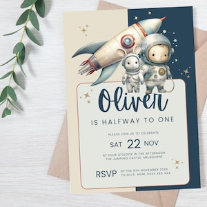 Half birthday boy invitation l Editable Template | Half Birthday Invitation |  Printable Birthday Invitation | Halfway To One, 1010