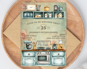 Kitchen Bridal Shower Invitation: Floral Wallpaper (Digital Download)