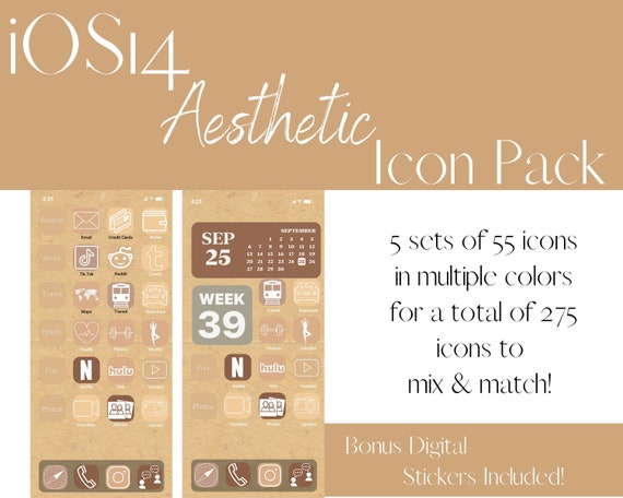 Ios14 App Icons Beige Und Braun Asthetische Icons Pack Etsy