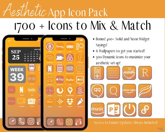 Ios14 App Icons Sun Theme Aesthetic Icons Packiphone App Etsy