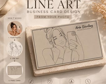 Modello di biglietto da visita con grafica a linee modificabile / Biglietto minimalista in Canva / Download digitale