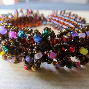 Chocolate Cake with Sprinkles Caterpillar Beadwoven Bracelet in Brown with Multi-Colors READY TO SHIP image 1