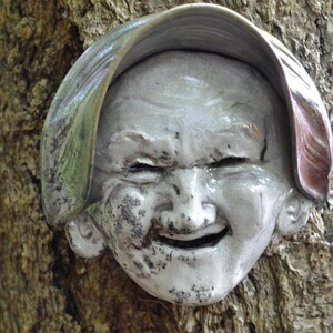 Old Woman Face Mask Wall Hanging Raku Ceramics by Anita Feng image 1