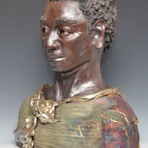 Figurative Raku Figurative Sculpture African Man Bust Raku Ceramics by Anita - Etsy