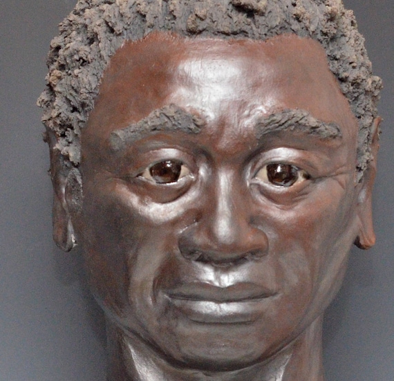 Figurative Sculpture African Man Bust Raku Ceramics by Anita Etsy