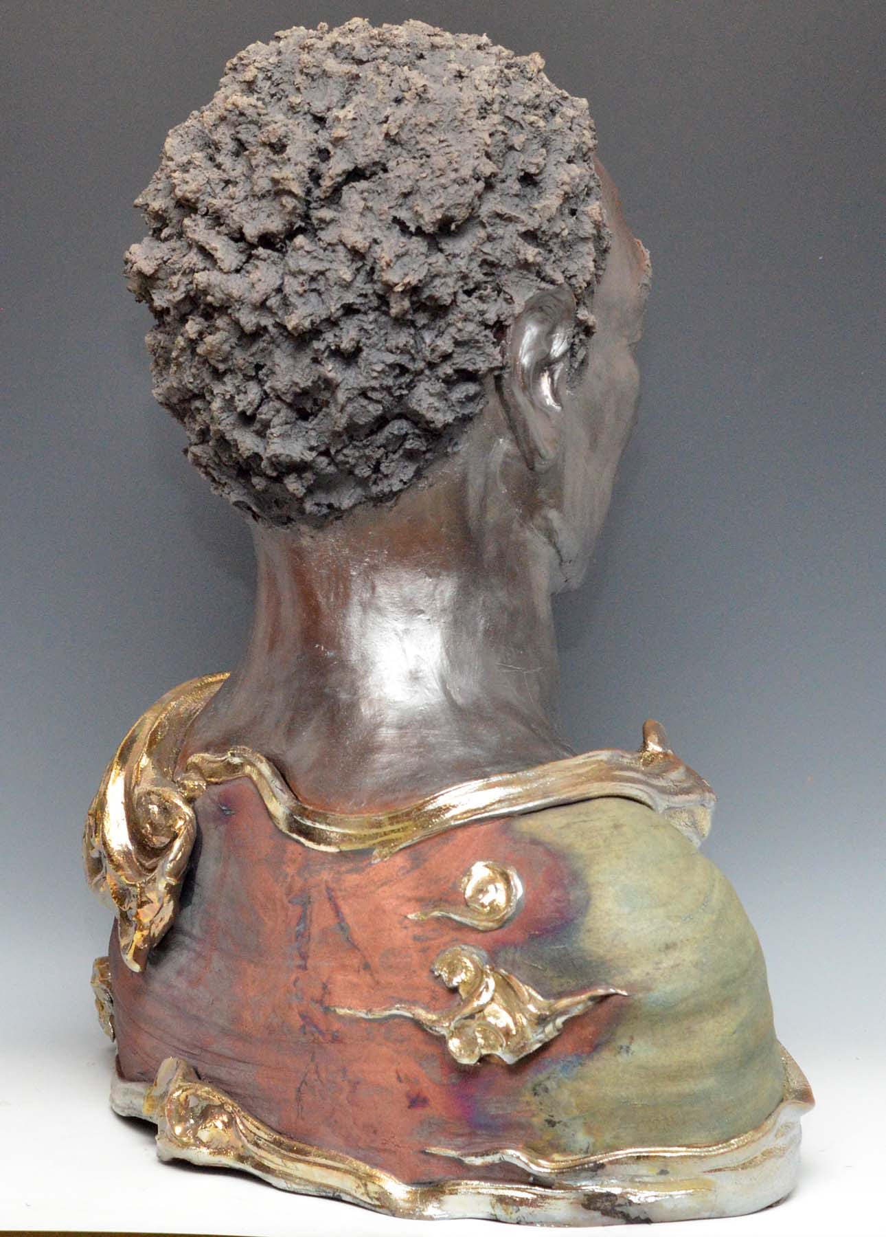 Figurative Raku Figurative Sculpture African Man Bust Raku Ceramics by Anita | Etsy