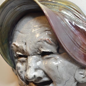 Old Woman Face Mask Wall Hanging Raku Ceramics by Anita Feng image 3