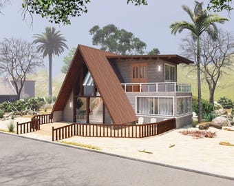 A-Frame Cabin Plans with Loft Mezzanine - 931 sqft Flexible Design