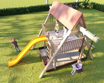 Children's Playground Construction Guide - DIY Plans for Backyard Playground with Tools List, Materials, Elevations & Instructions