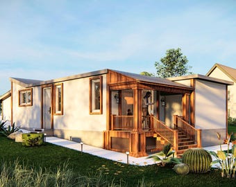 23x52’ Tiny Home Plans – 2 Bedrooms, 1 Bath – Includes Floor Plan, Elevations, Roof and Foundation Details, Electrical and Plumbing Plans