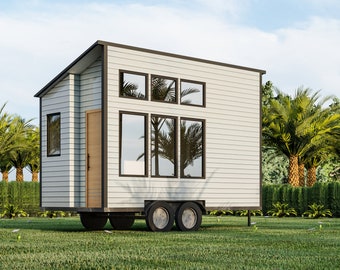 Tiny Home Building Plans Mobile Lifestyle -  8' x 16'  128sqft area Living Space