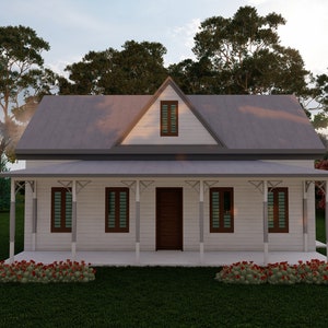 32'x16' Tiny Home-plannen, twee verdiepingen, huisplattegrond met twee slaapkamers, 1024 m², kleine Tiny House-blauwdrukken, huisjesplattegronden met vide erboven