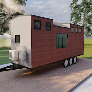 26x8 Tiny Home Plans DIY Cabin Unique Tiny House on Wheels home design layout Plans 207sqft with Mezzanine