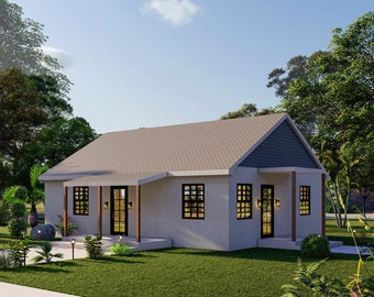 DIY Tiny Home Plans | 3 Bedroom Single Story 26x33 | 858sqft | Cottage Floor Plan | Bungalow Blueprints