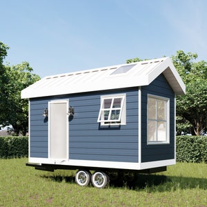 Tiny house op wielen Plannen voor 16 x 8 Tiny Mobile Home tiny house Kit Plan Cabin - 124 m² woonruimte plattegrond op afstand diy