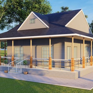 Blueprints for 2-Bedroom House with Wrap-Around Porch – Floor, Roof, and Foundation Plan, Electrical Plan, Elevations, and in depth Details
