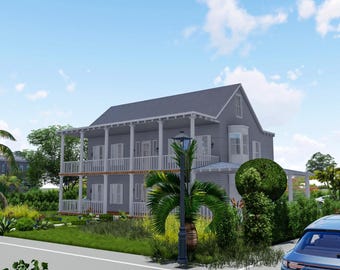 Construction Documents for 3-Bedroom 2-Story American Farmhouse - 1945 sqft with Detailed Plans