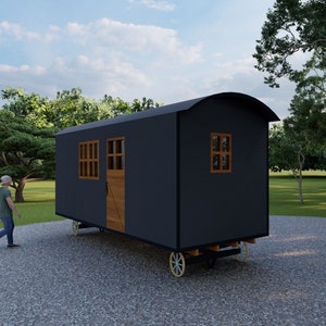 Architectonische plannen Tiny blauwdruk stacaravan: 20'x7' met minimalistische leefruimte van 147 m²