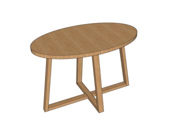 DIY Oval Table Woodworking Plans with Detailed Cutlist and Dimensions | 2' 5"x4' Wide, 2' 6" High