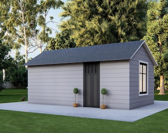 20x12’ Studio Tiny Home Building Plans – Floor Plan, Electrical, Elevations, Roof, Foundation & Construction Details