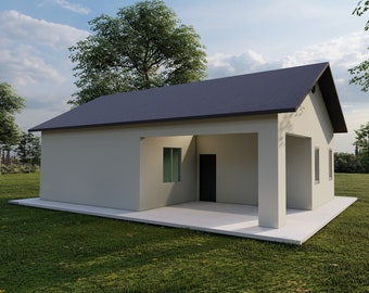 Tiny Home Building Plans One Bedroom Cabin Plans Tinyhouse Floor Plan - 39x24 with 750sqft Living Space Construction Cottage Plans DIY