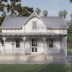 tiny homeplats 28'x16' pdf-plannen voor klein huisje met 2 slaapkamers en veranda, 956 m², bouwplannen doe-het-zelf - Instant Download