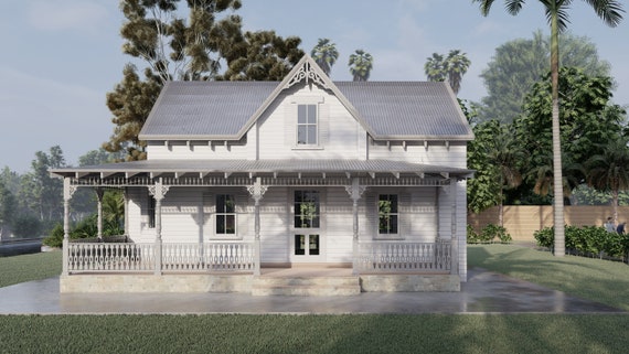 tiny homeplans 28'x16' PDF Plans for small 2 bedroom cabin with porch, 956sqft, building plans diy - Instant Download