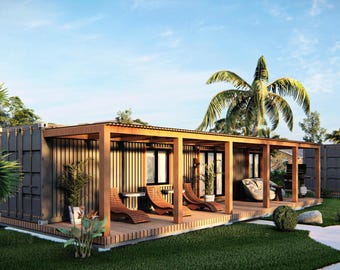 40’ Container Home Building Plans – High-Cube Shipping Container Conversion – Plans with Electrical, Plumbing, HVAC, and Foundation Details