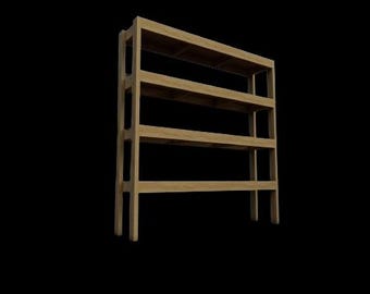 Woodworking Plans for Garage Work Shelf 69"x16"x76" - 4 Shelves, Part & Cut Lists, Step by Step Instructions