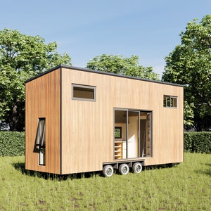 Plans Tiny Home Small House 25&#39; x 7&#39;4&quot; Mobile Home lifestyle - 233sqft Area Living Space