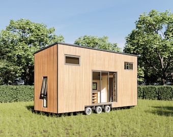 Plans Tiny Home Small House 25' x 7'4" Mobile Home lifestyle - 233sqft Area Living Space