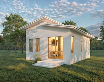 Plano de casa pequeña, planos de construcción de casas pequeñas, plano de casa de vacaciones pequeña, plano de cabaña, planos de casa de campo - 26 x 20 - 520 pies cuadrados