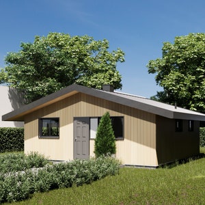 木造小型住宅キャビン建築計画 - 24' x 24' - 576 平方フィート