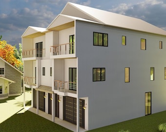 40'x55' Duplex Design Plans | 4304 Sqft Rentable Area | 2 Units w/Garages, Elevators & Balconies