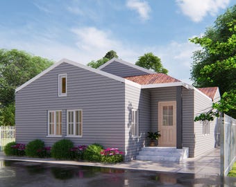 25'x47' House Plans - Detailed Floor Plan with 2 Bedrooms, Kitchen, Living Room, Dining Room, Washroom