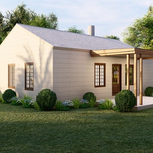 Tiny Home-plattegronden van 25 x 33: 2 slaapkamers, één verdieping, huisblauwdrukpakket van 1022 m²