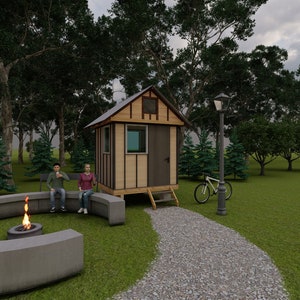 Plattegronden klein huis of schuur: 8'x8' met zolder - 64 m²