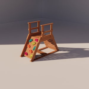 DIY Outdoor Wooden Child&#39;s Playset Building Plans | Climbing Wall & Ladder