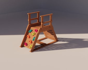 DIY Outdoor Wooden Child's Playset Building Plans | Climbing Wall & Ladder