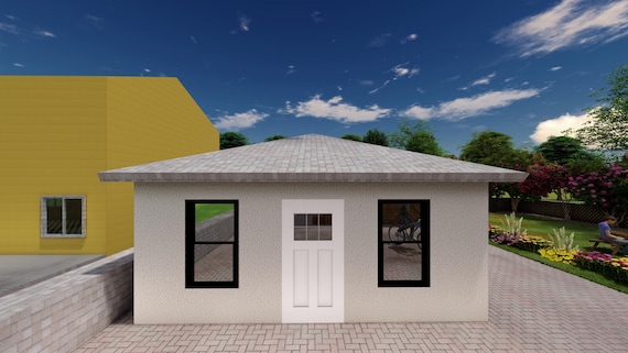 20'x20' Tiny ADU Building Plans with Architectural, Electrical, Plumbing, and HVAC Designs