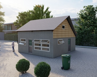 Tiny Home Building Plans Small House - 24' x 22' - 528sqft Main Floor + 302sqft Loft Wood Construction