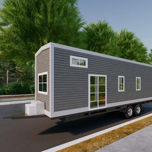 Mobile Tiny Home on Wheels with Loft Mezzanine 36’x 8’ | 288 Sq Ft | Fully Equipped Kitchen, Washroom, and Sleeping Areas | Building Plans