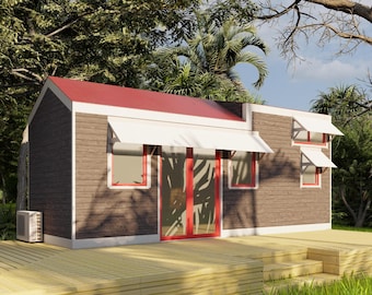 Tiny Mobile Home Design Plans - 24.5'x8' with Loft Mezzanine, 196 sqft, Interior & Exterior Plans