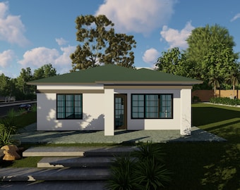 Small Tiny Home Plan, 2 bedroom houseplan 2 bathroom, 27x36, 972sqft, Cabin DIY Build Plans, Blueprint Cabin Plan PDF