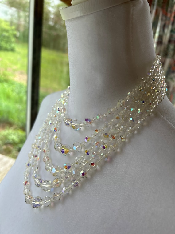 Beautiful 5 strand crystal necklace from the 50’s - image 1