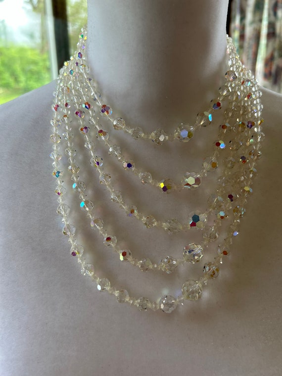 Beautiful 5 strand crystal necklace from the 50’s - image 5