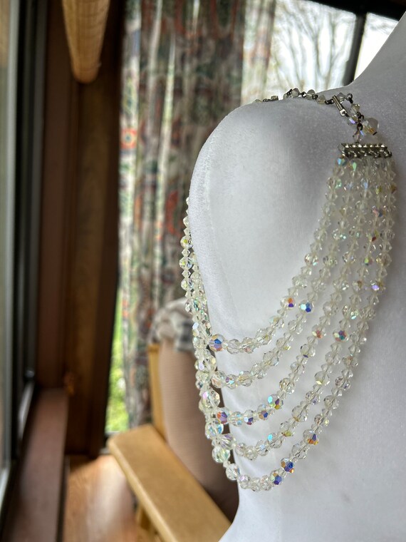 Beautiful 5 strand crystal necklace from the 50’s - image 3