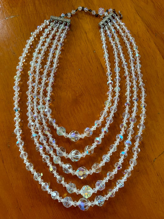 Beautiful 5 strand crystal necklace from the 50’s - image 4