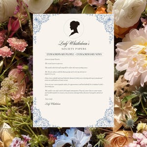 Editable Bridgerton Party Invitation, Lady Whistledown tea party, Society Papers, Victorian Party, Bridgerton Watch Party, Instant download.