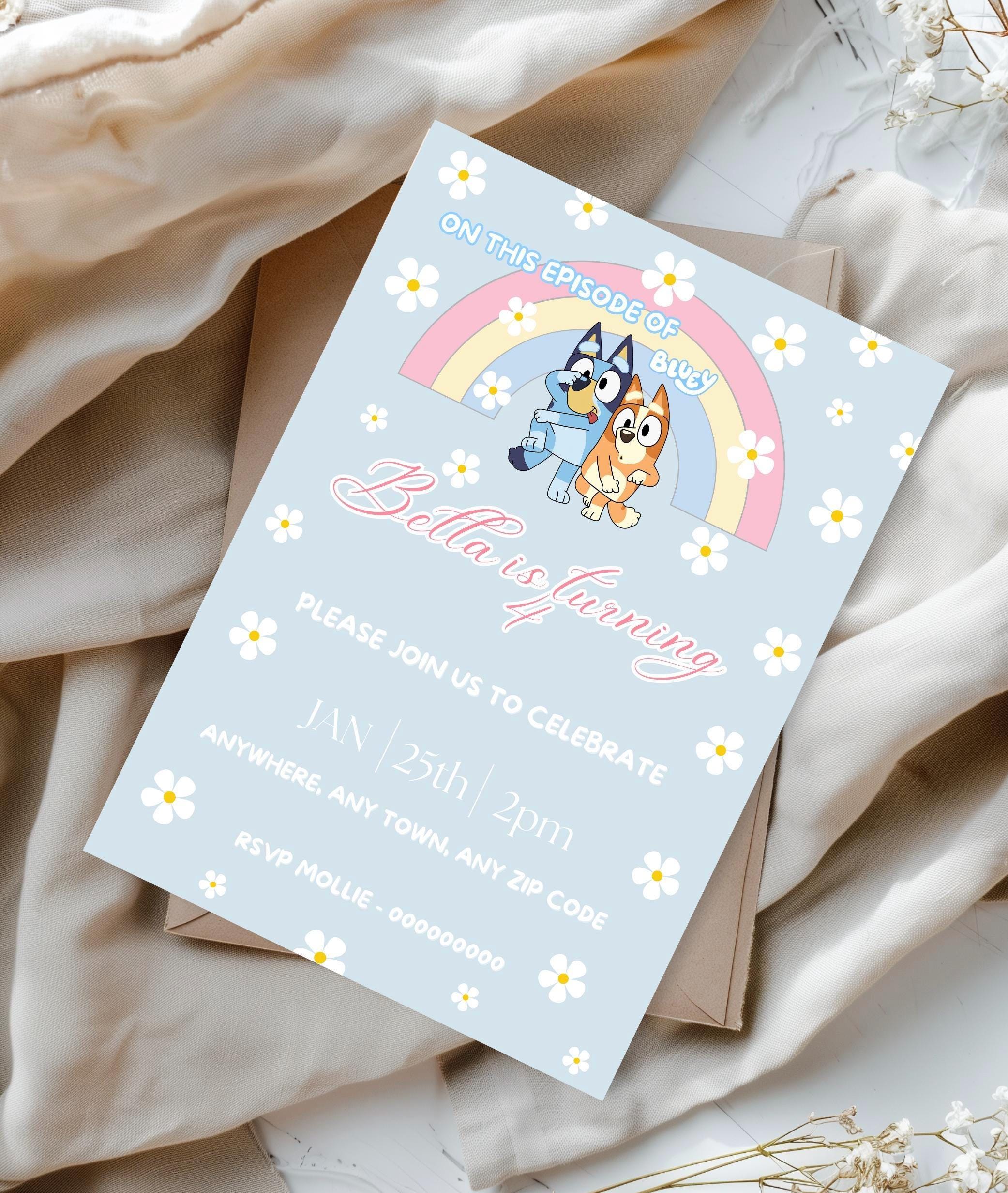Girls Bluey Themed Invite